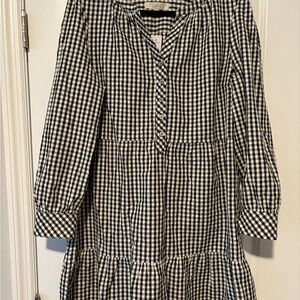 LOFT Black and White Gingham Dress